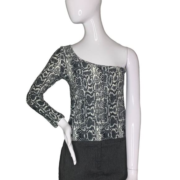 Suzette Collection One Shoulder Blouse Size M/L Snake Print - Picture 1 of 8